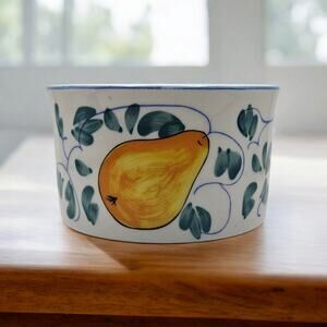 Tabletops Unlimited Fruttie Stoneware Bowl Pear Plum Grapes Fruit Pattern 4.5"